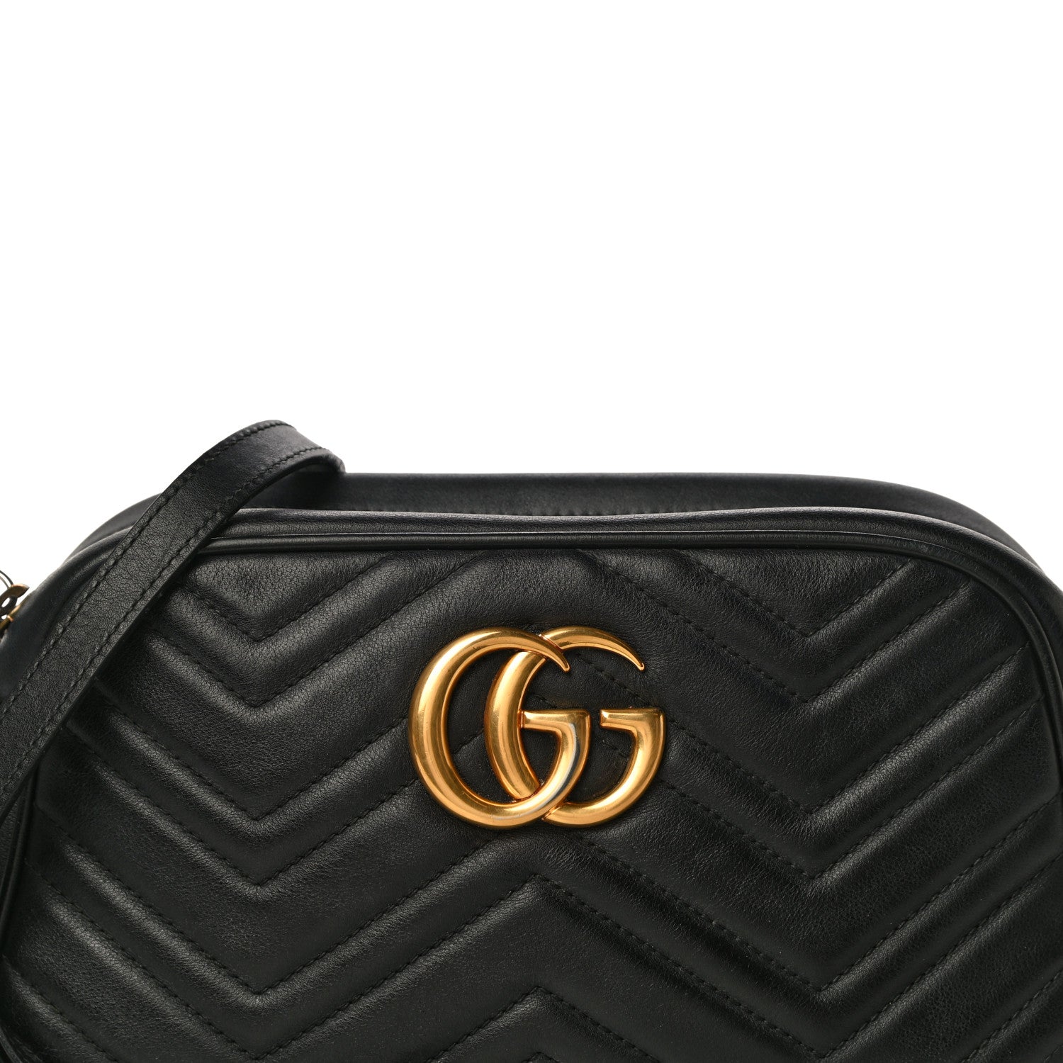 Gucci Calfskin Matelasse Small GG Marmont Chain Shoulder Bag Black 9 of 15