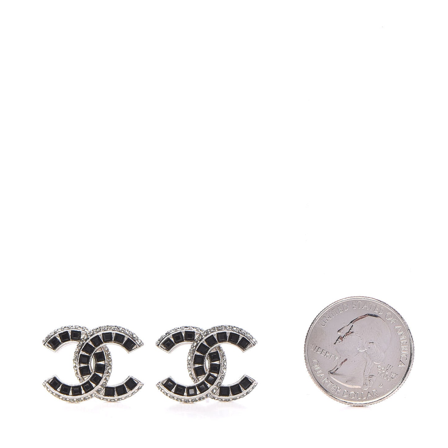 Crystal Baguette CC Earrings Black