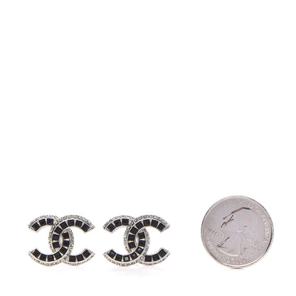 Chanel Crystal Baguette CC Earrings Black 2 of 5
