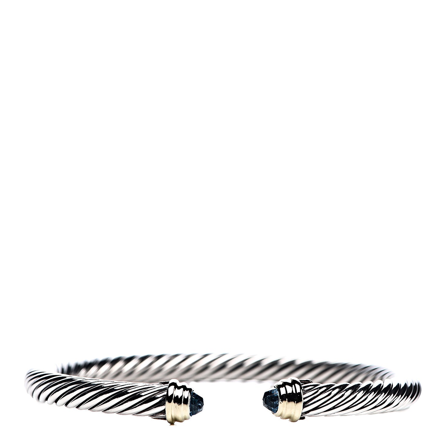 Sterling Silver 14K Yellow Gold Blue Topaz 5mm Cable Classics Petite Color Bracelet