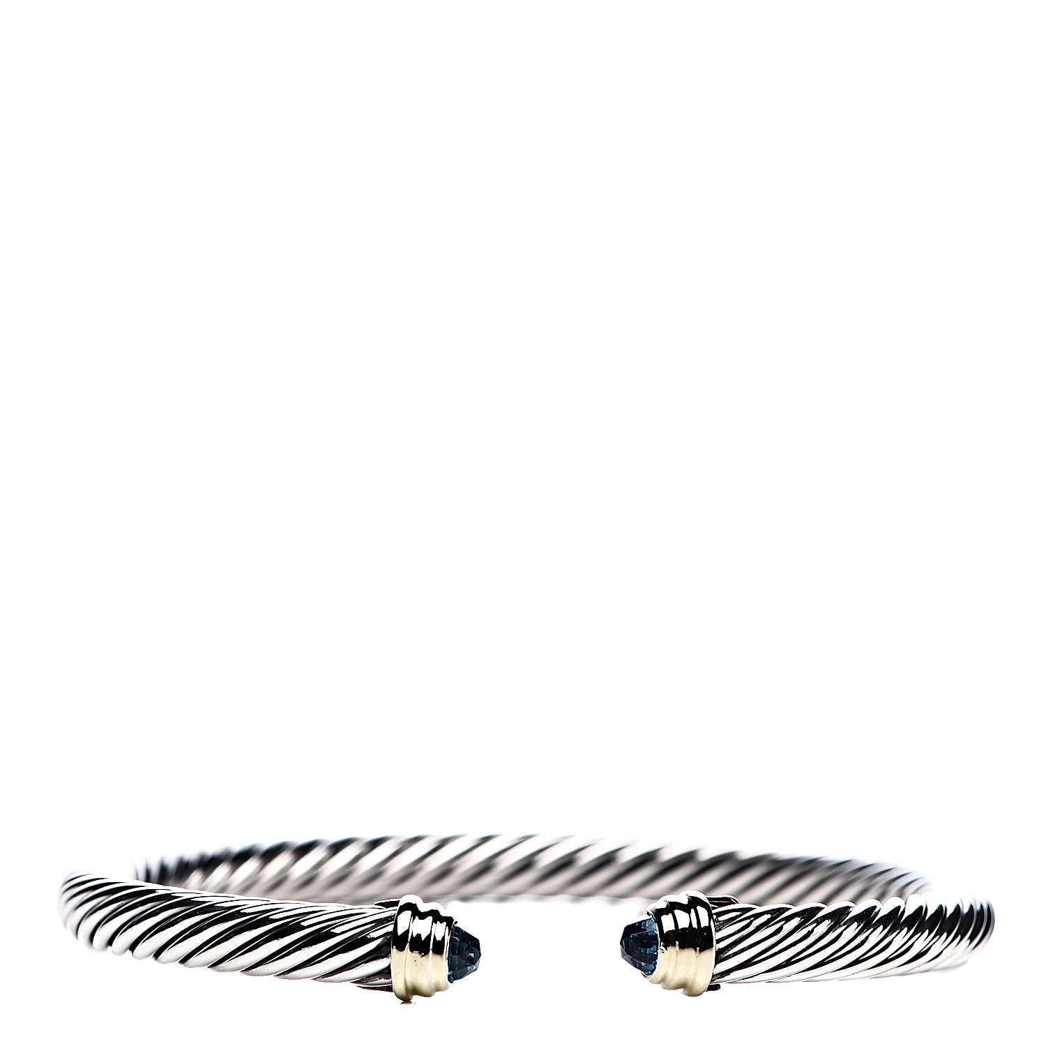 David Yurman Sterling Silver 14K Yellow Gold Blue Topaz 5mm Cable Classics Petite Color Bracelet 1 of 5