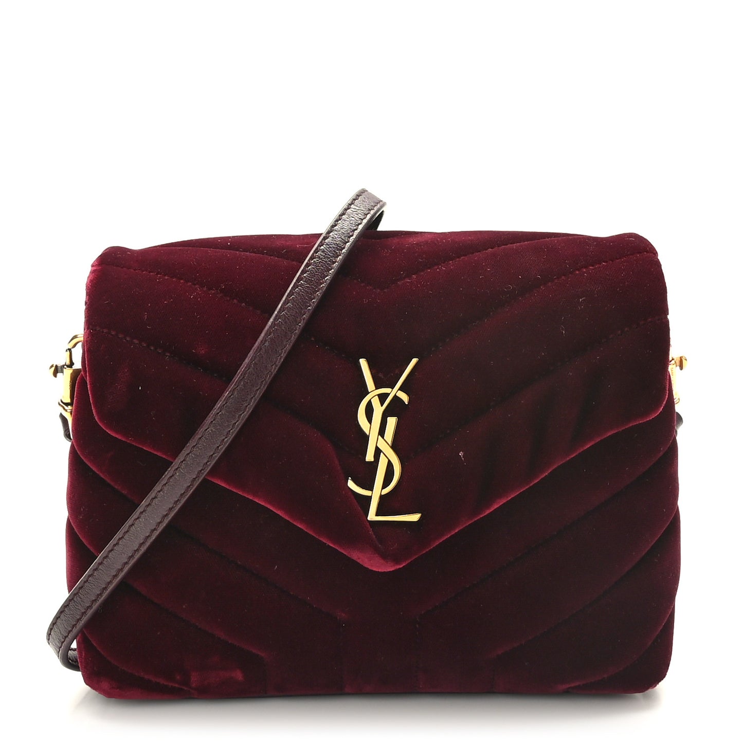 Velvet Y Quilted Monogram Toy Loulou Crossbody Bag French Burgundy