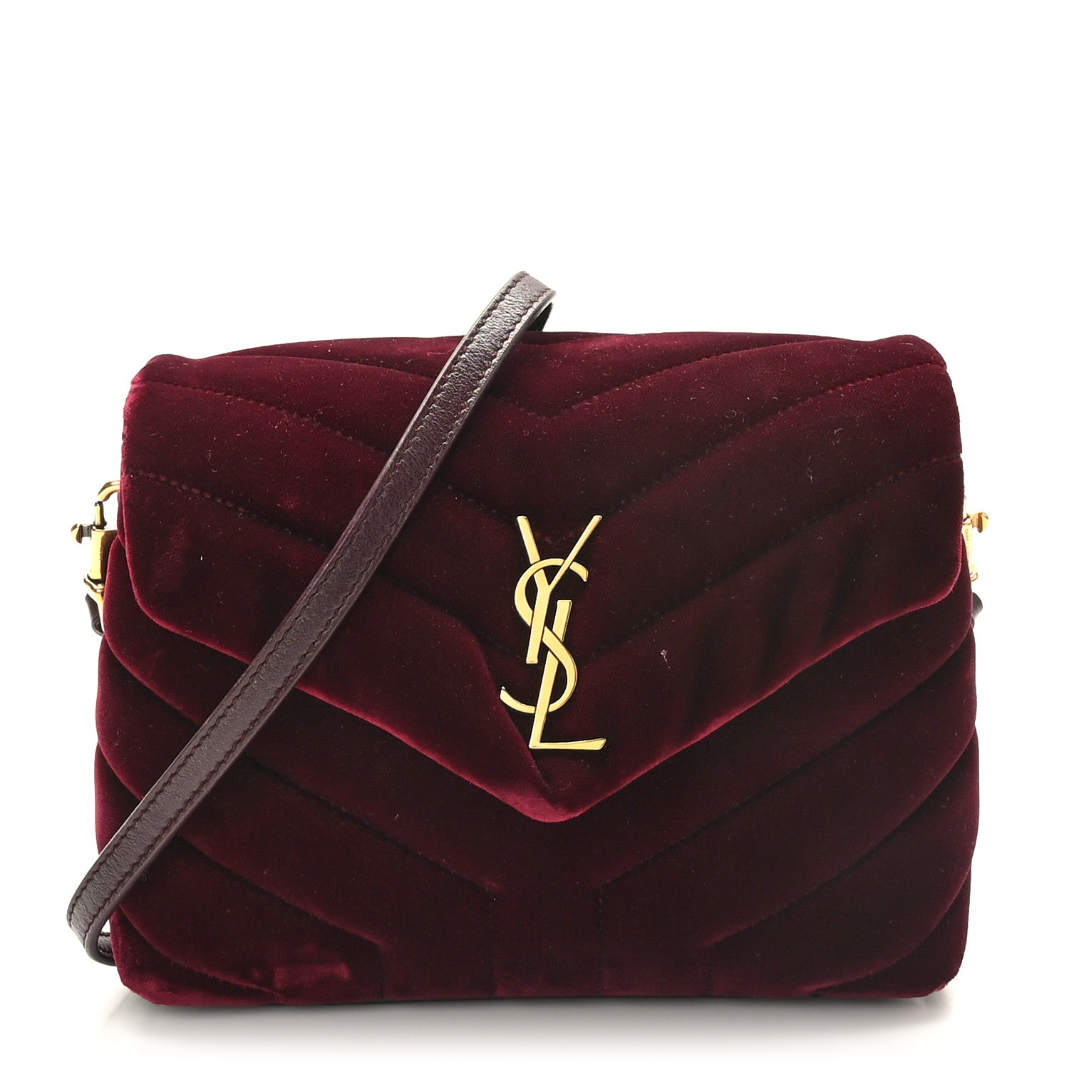 Saint Laurent Velvet Y Quilted Monogram Toy Loulou Crossbody Bag French Burgundy 1 of 10