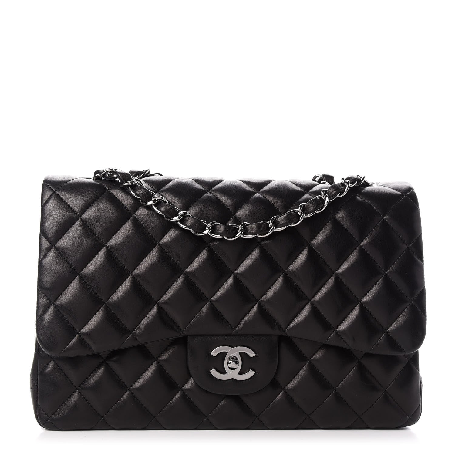 Chanel Lambskin Quilted Jumbo Single Flap Black 1 of 9