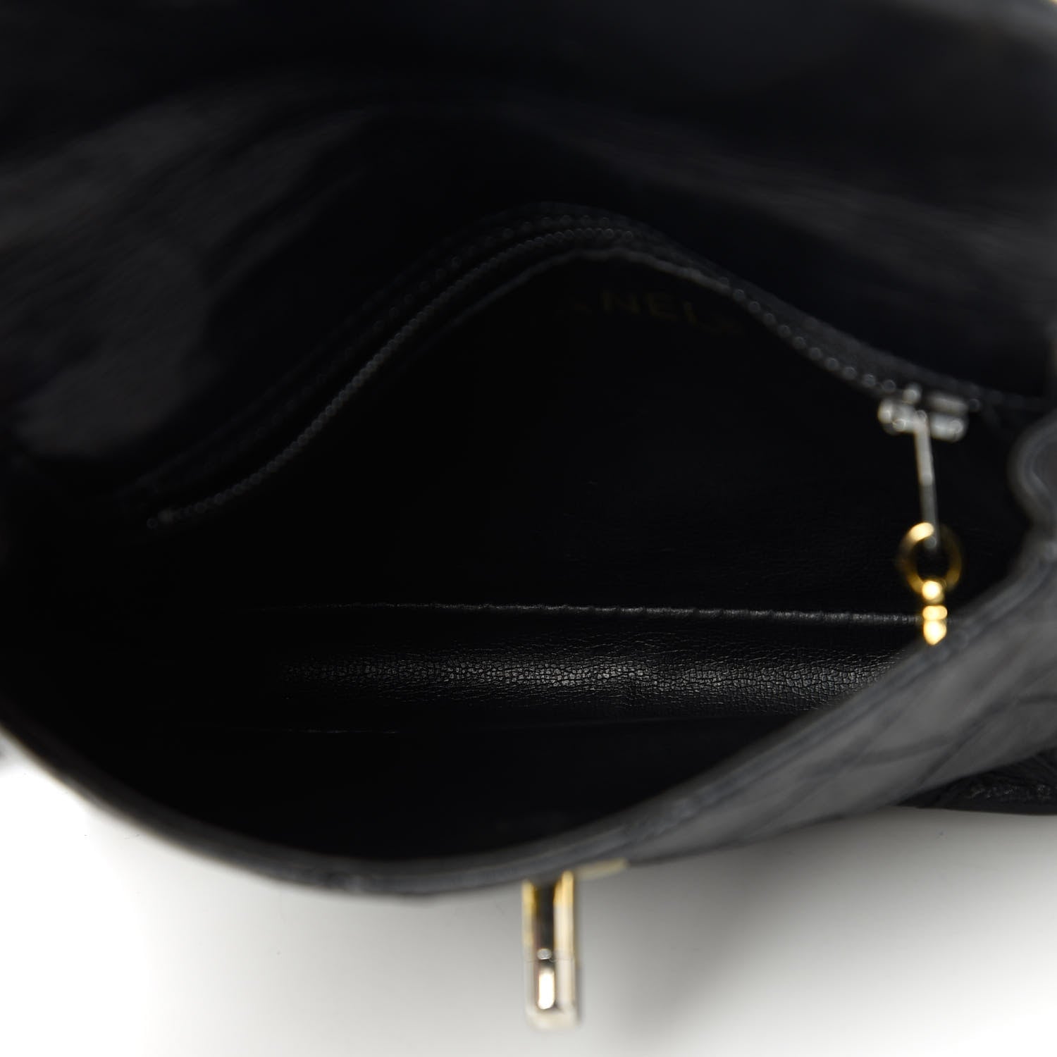 Chanel Calfskin Diamond Embossed Flap Waist Belt Bag Black 5 of 12