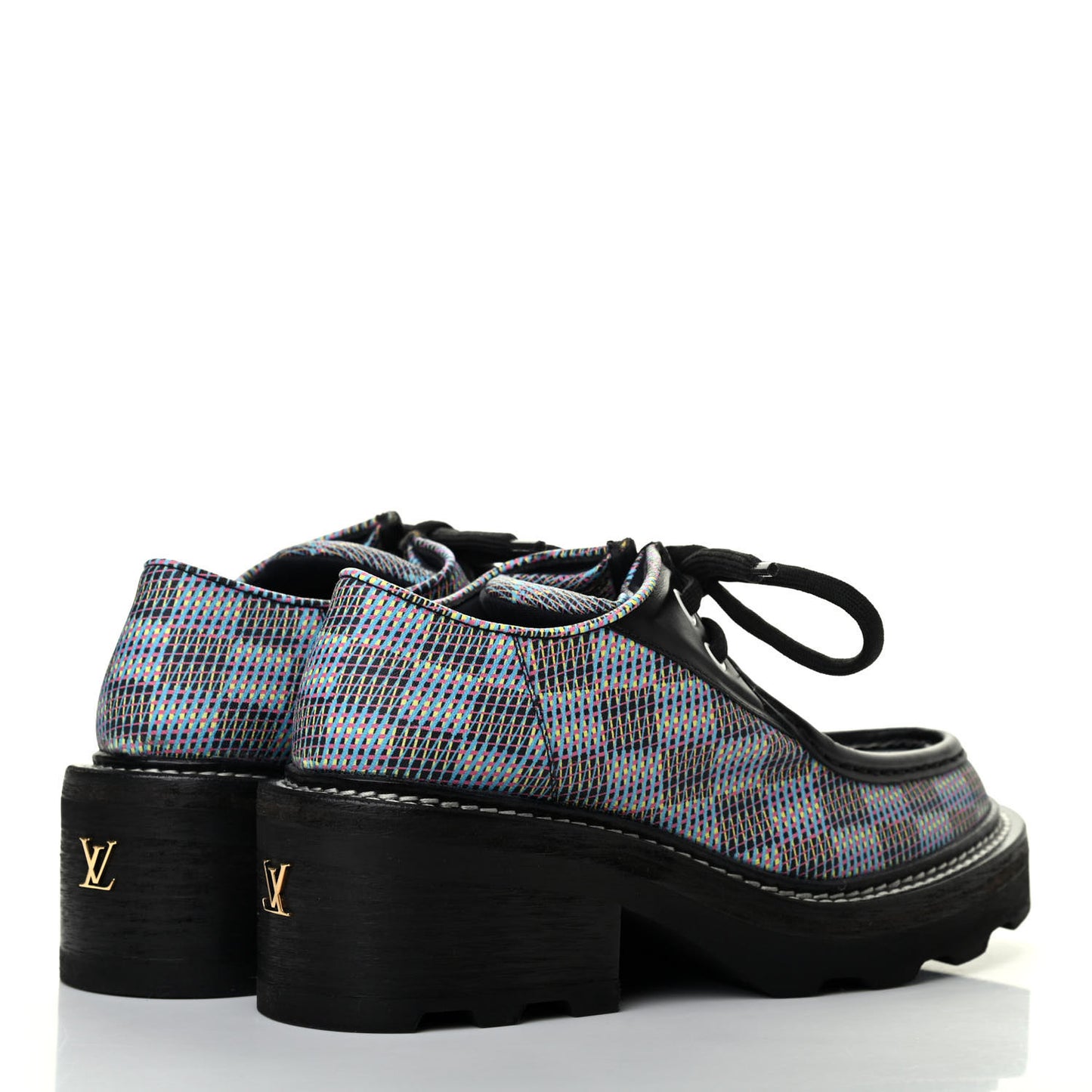 Damier LV Pop Beaubourg Platform Derby Shoes 35 Blue
