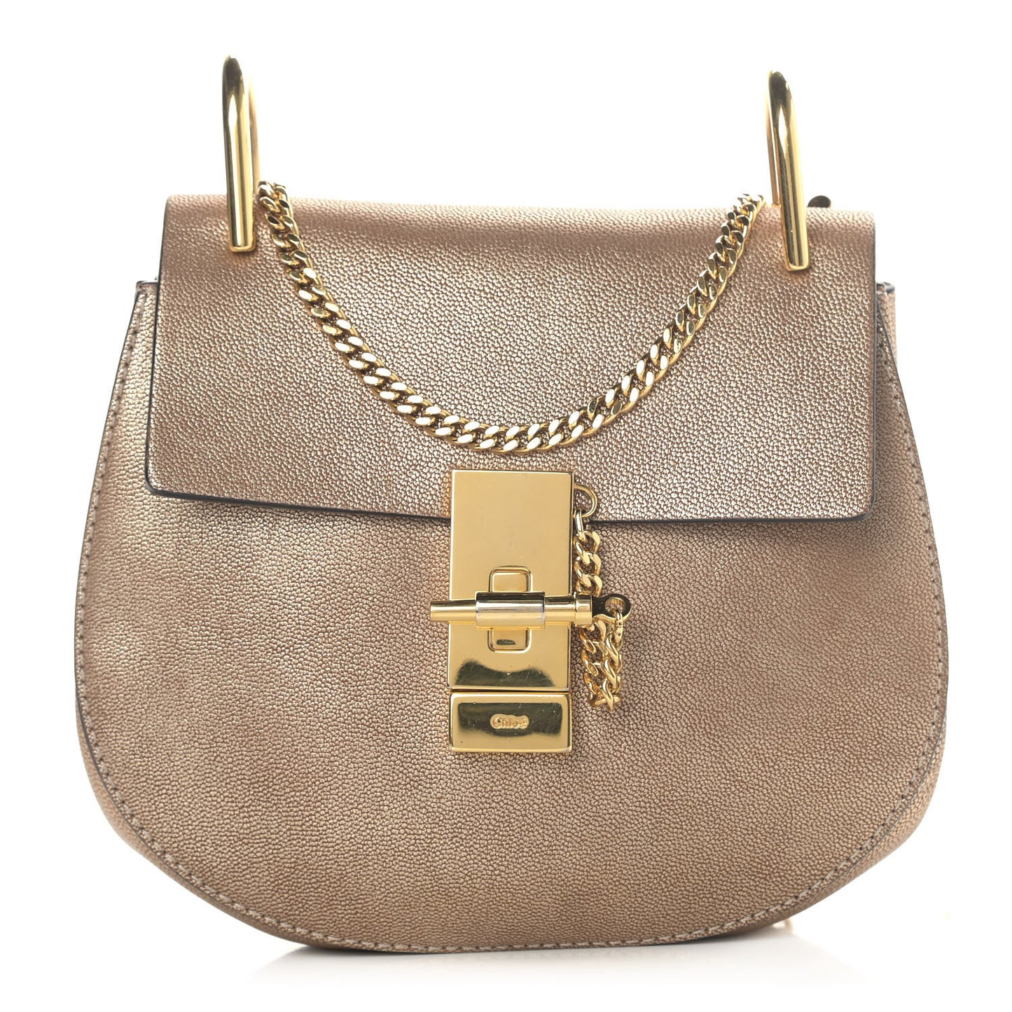 Metallic Goatskin Mini Drew Shoulder Bag Abstract Gold
