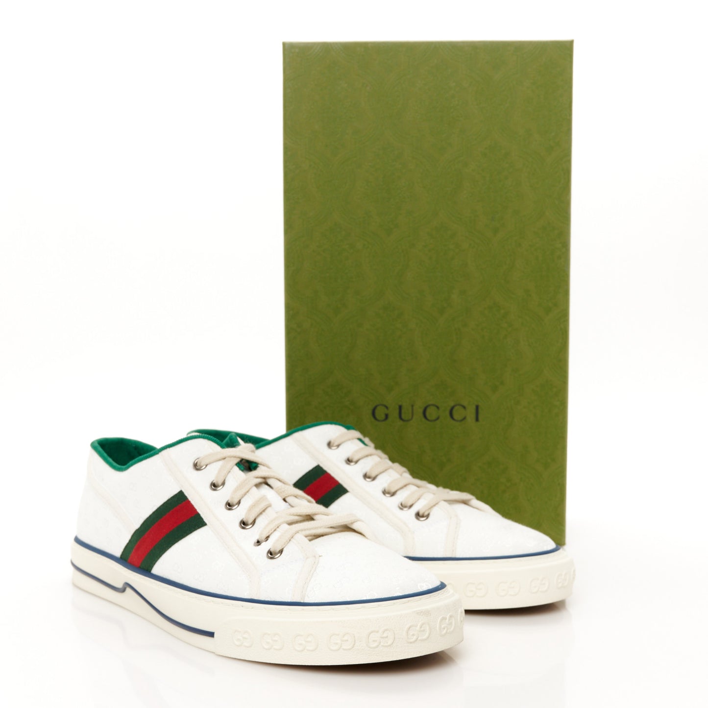 Jacquard Mini GG Monogram Web Mens 1977 Tennis Sneakers 10 White