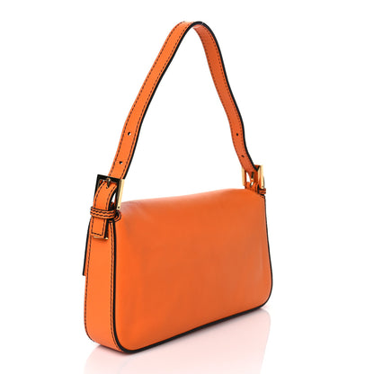 Fendi Vitello Flamingo Enamel Interchangeable Strap Baguette Orange Black Tobacco 3 of 9