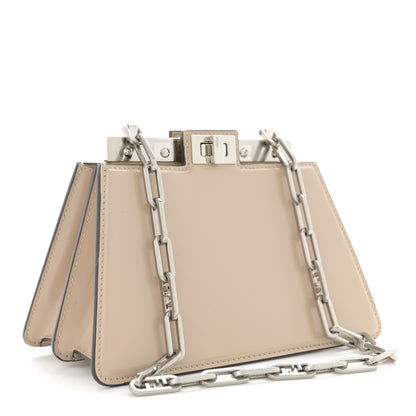 Fendi Patent Petite Peekaboo Cut Beige Amid 3 of 14