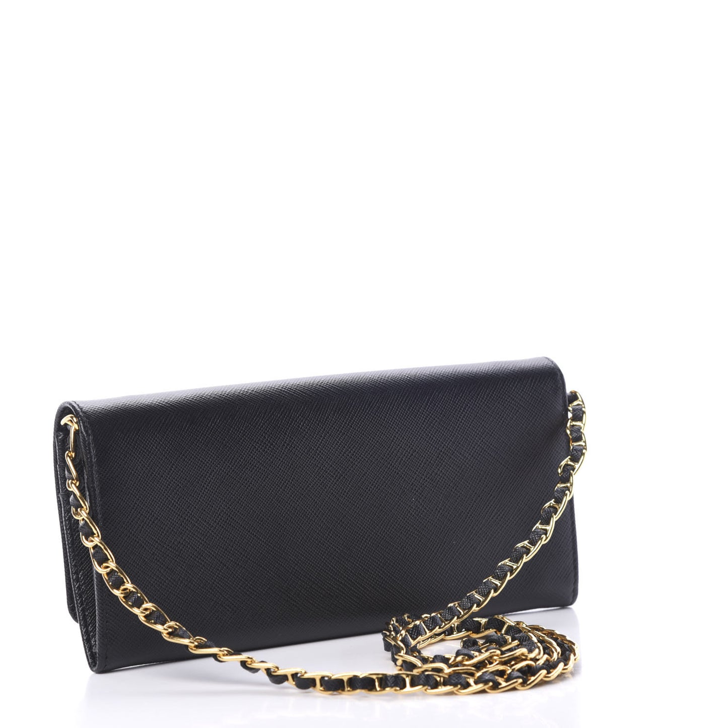 Saffiano Metal Oro Chain Wallet Black