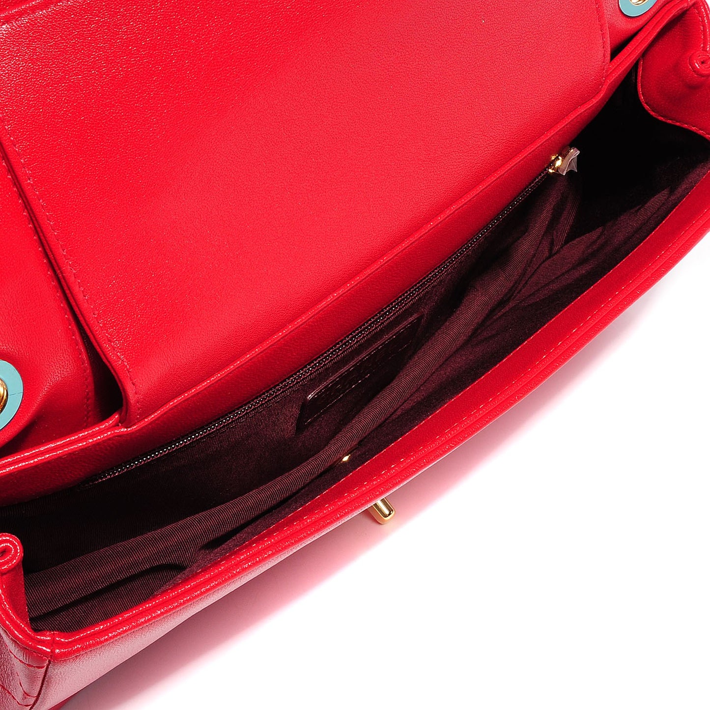 Sheepskin Quilted Vintage Mademoiselle Flap Red
