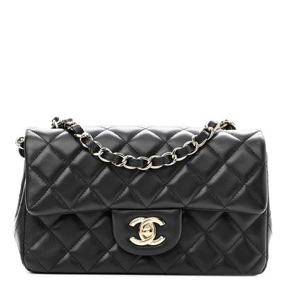 Chanel Lambskin Quilted Mini Rectangular Flap Black 1 of 13