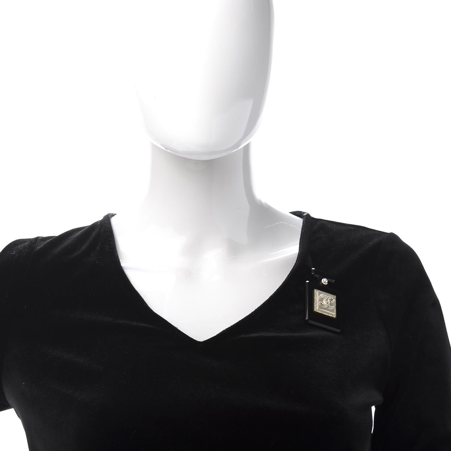 Chanel Resin Pearl Perfume Bottle CC Brooch Black Gold 2 of 5