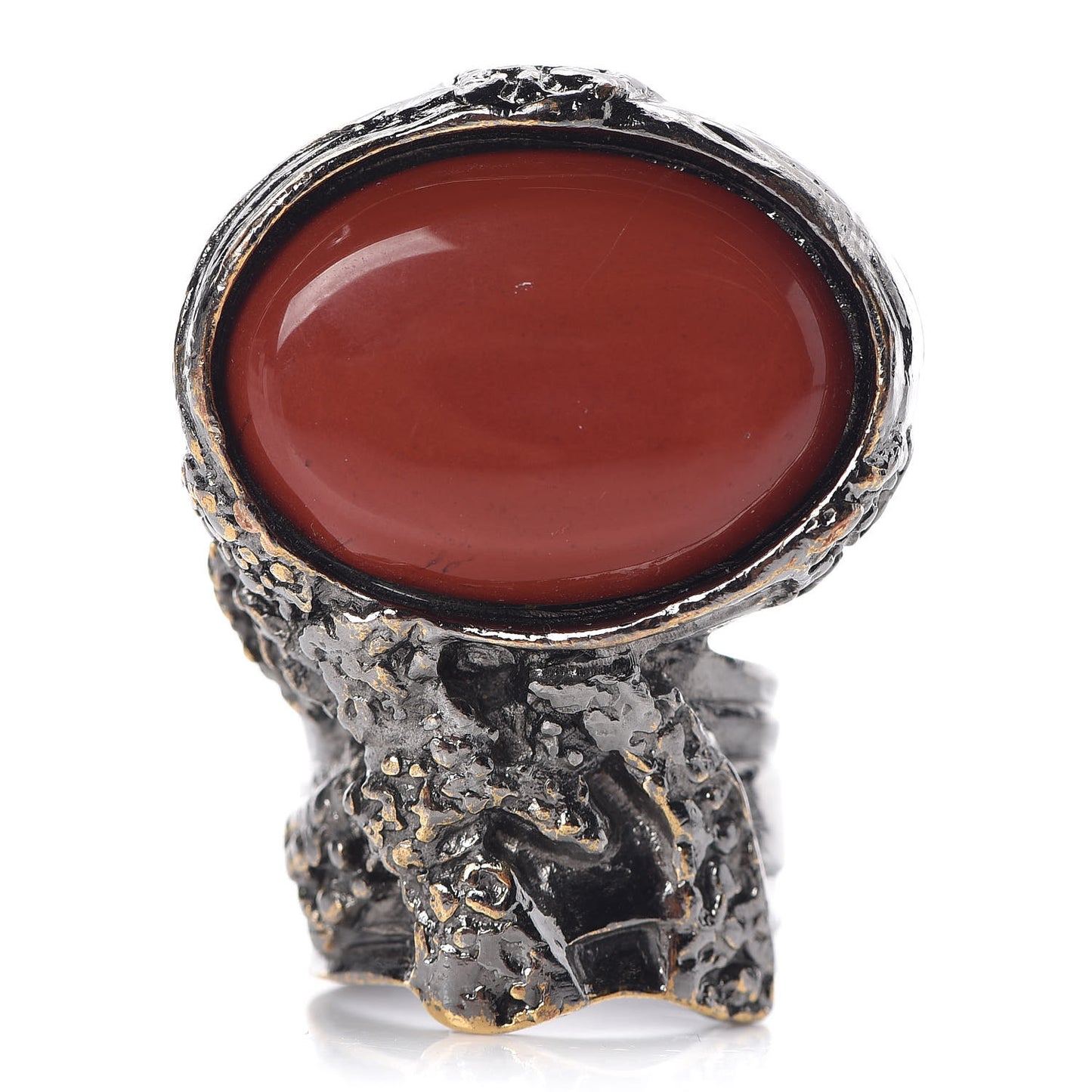 Glass Cabochon Arty Ovale Ring 6 Silver