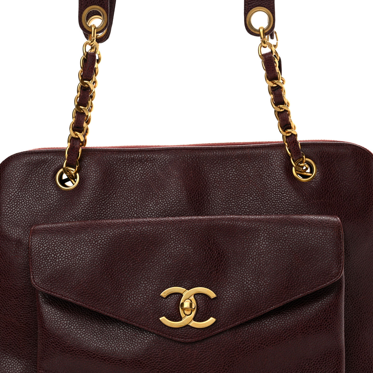 Chanel Caviar Flap Shoulder Bag Burgundy 10 of 22