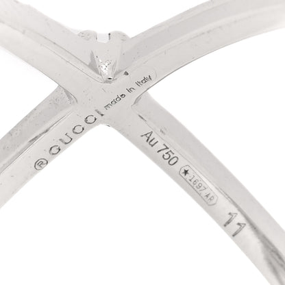Gucci 18K White Gold Diamond Running G Cross Ring 52 6 4 of 4