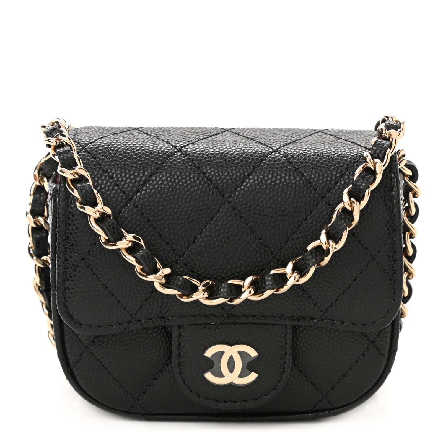 Chanel Caviar Quilted Flap Card Holder On Chain Black 1 of 11