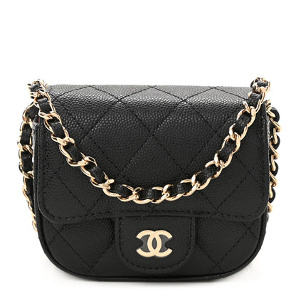 Chanel Caviar Quilted Flap Card Holder On Chain Black 1 of 11