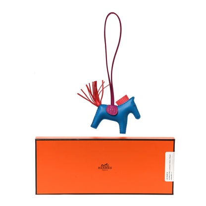 Hermes Milo Lambskin Matte Alligator Touch Grigri Rodeo Horse Bag Charm PM Bleu France Orange Poppy Framboise 5 of 5