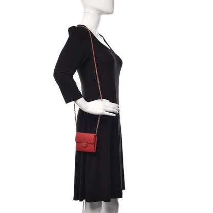 Chanel Caviar Quilted Flap Card Holder On Chain Red 2 of 8