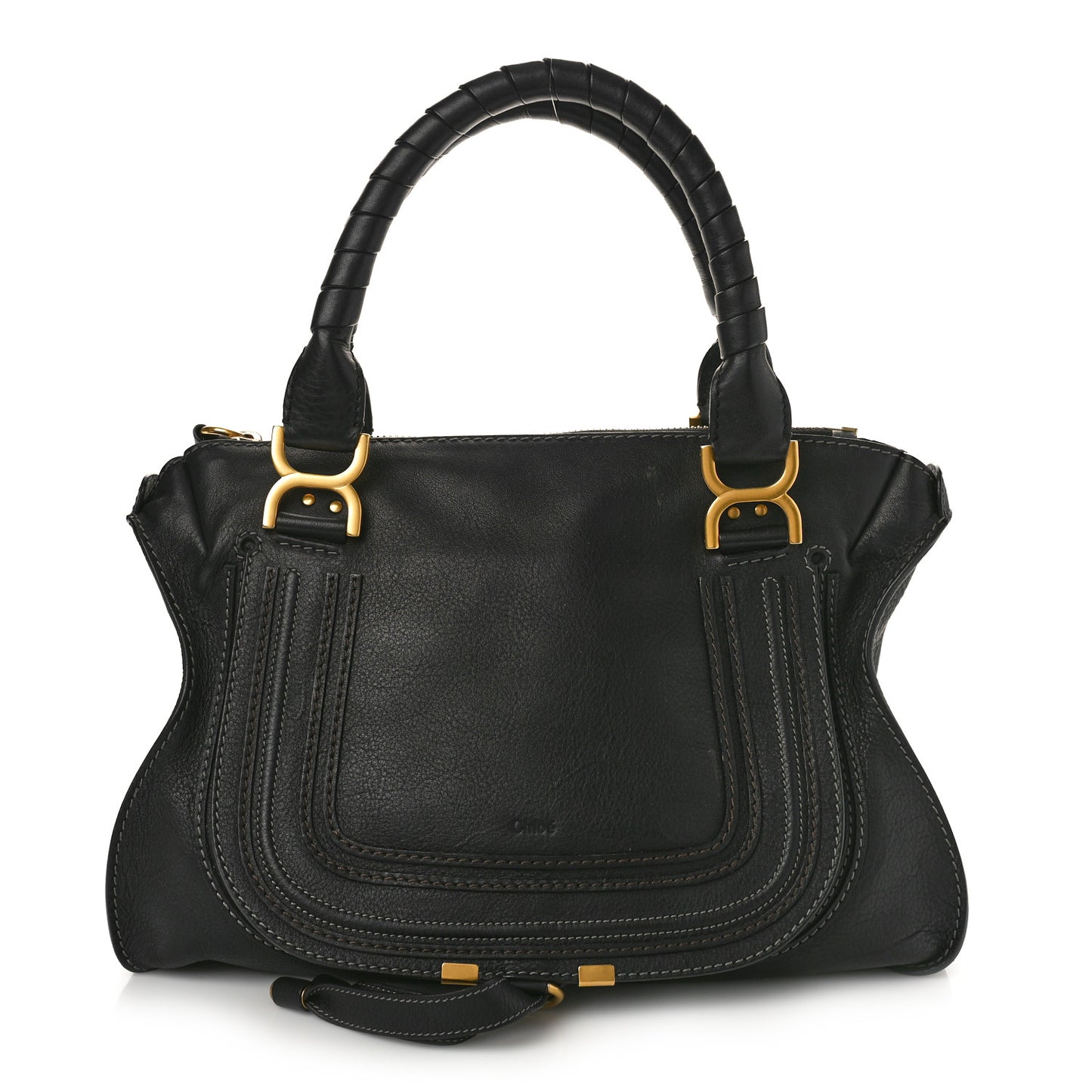 Calfskin Large Marcie Satchel Black
