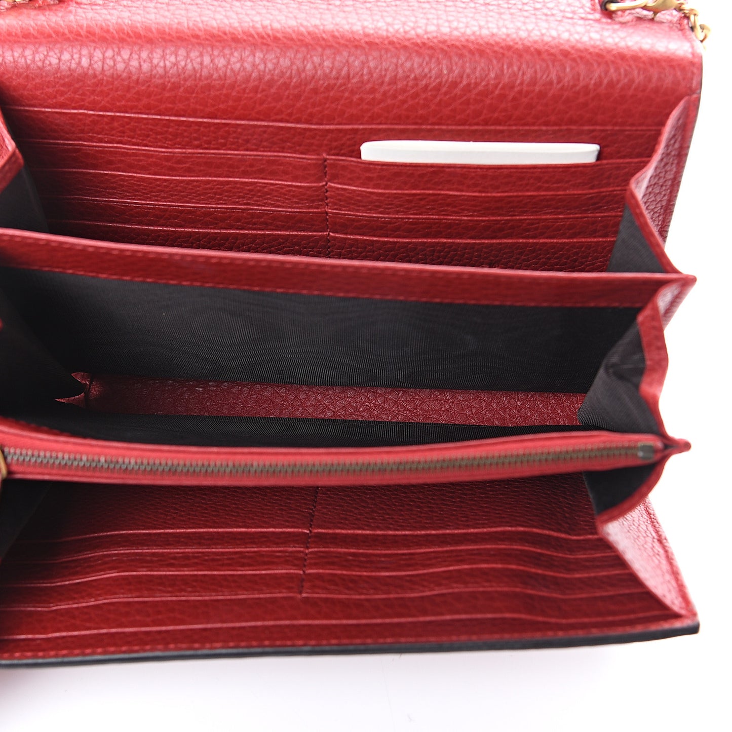 Calfskin GG Marmont Chain Wallet Vulcanic Red
