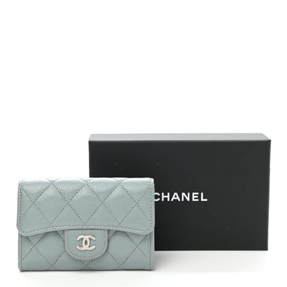 Chanel Caviar Quilted Flap Card Holder Wallet Light Blue 9 of 9