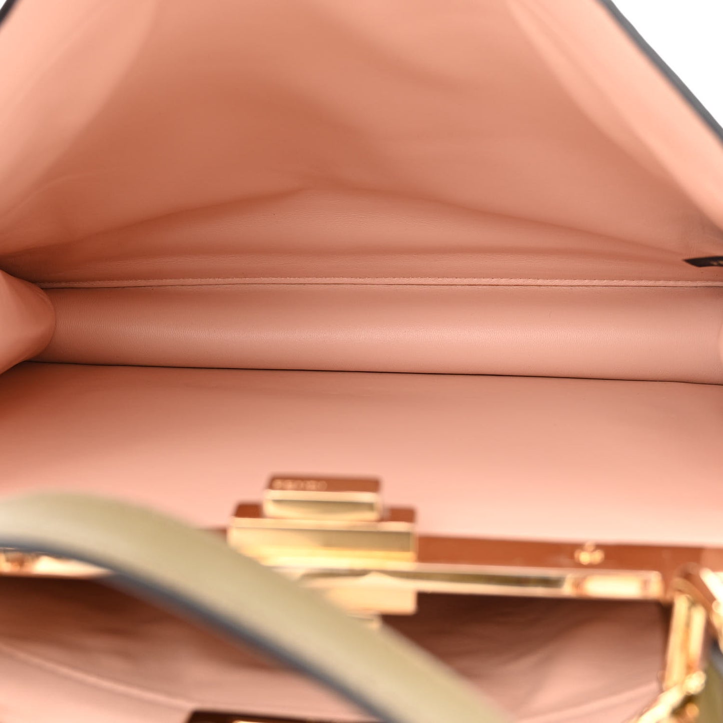 Vitello Seta Shiny Nappa Medium Peekaboo I SEE U Satchel Avocado Light Rose