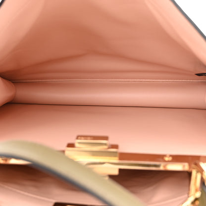 Fendi Vitello Seta Shiny Nappa Medium Peekaboo I SEE U Satchel Avocado Light Rose 6 of 12