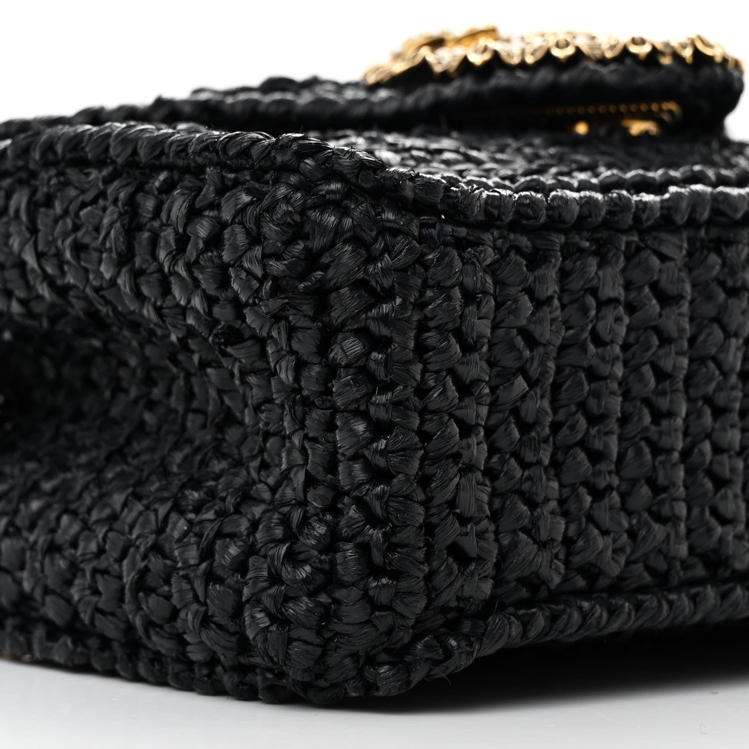 Dolce & Gabbana Raffia Woven Devotion Envelope Shoulder Bag Black 8 of 9