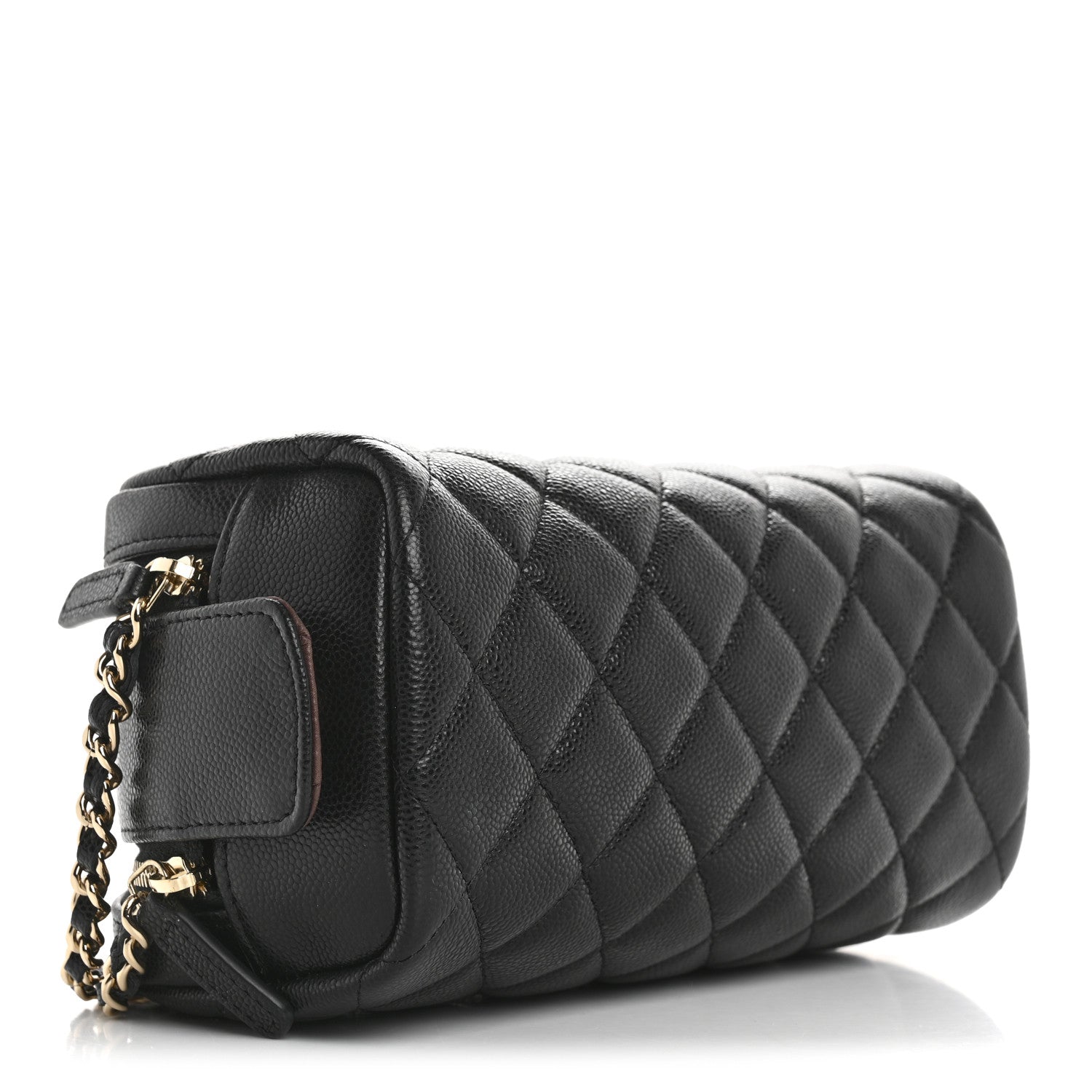Chanel Caviar Quilted Double Zip Pouch Cosmetic Case Black 4 of 9