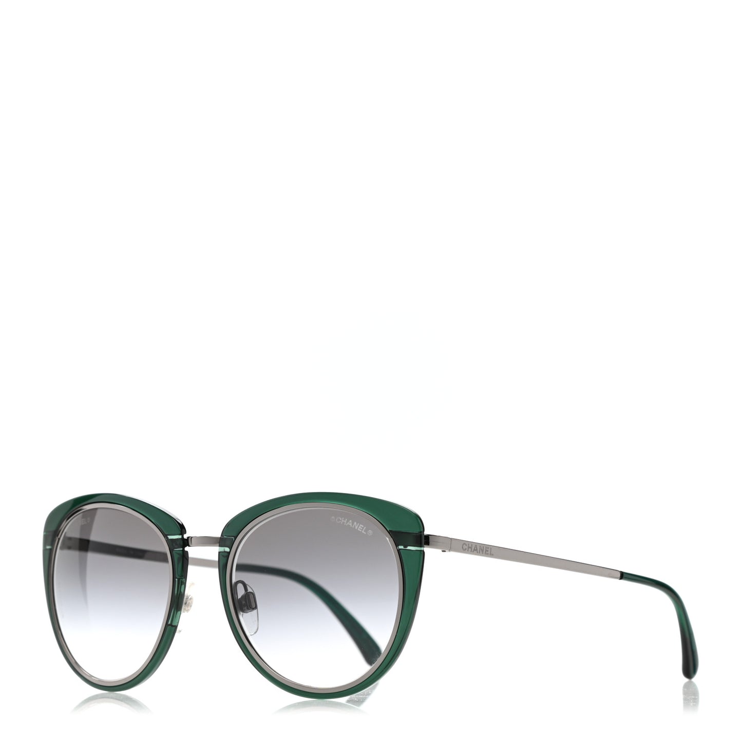 Round Sunglasses 4202 Green Silver
