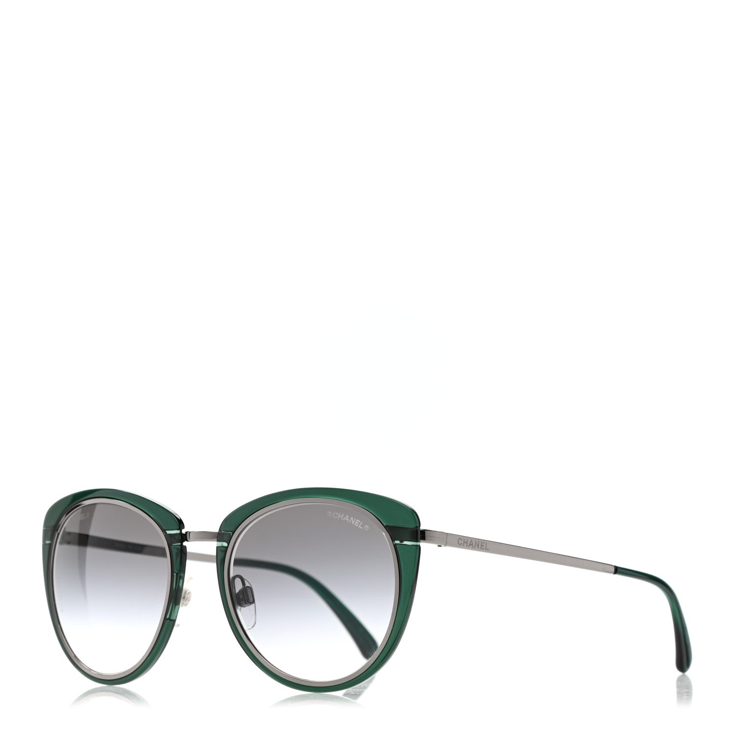 Chanel Round Sunglasses 4202 Green Silver 1 of 8