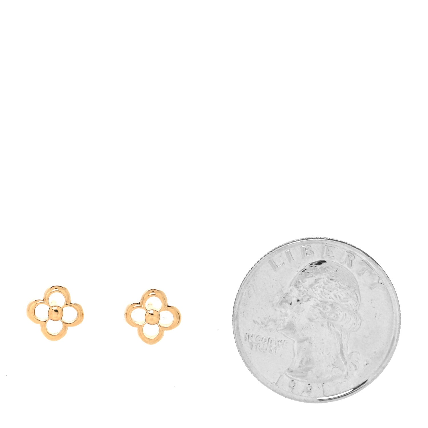 Louis Vuitton Brass Flower Full Stud Earrings Gold 2 of 4