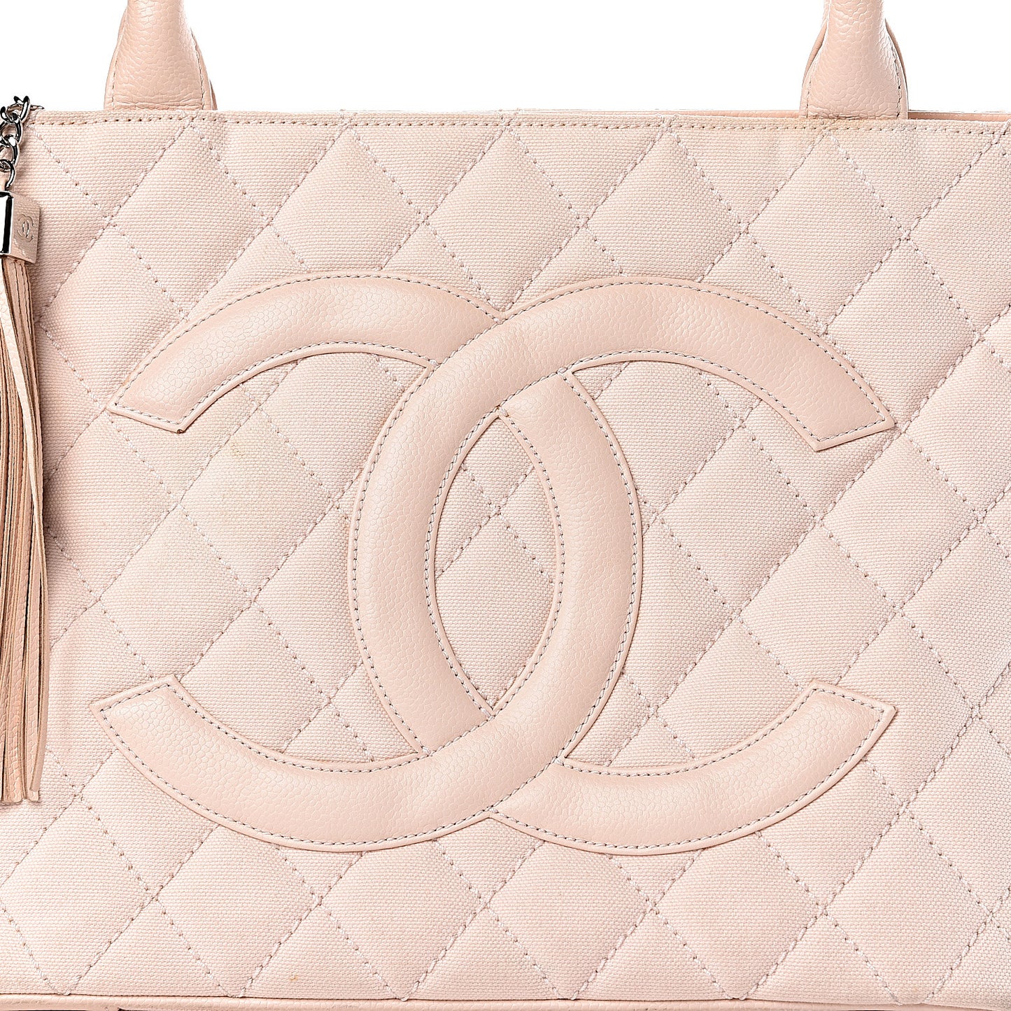 Canvas Quilted Medallion Tote Light Pink