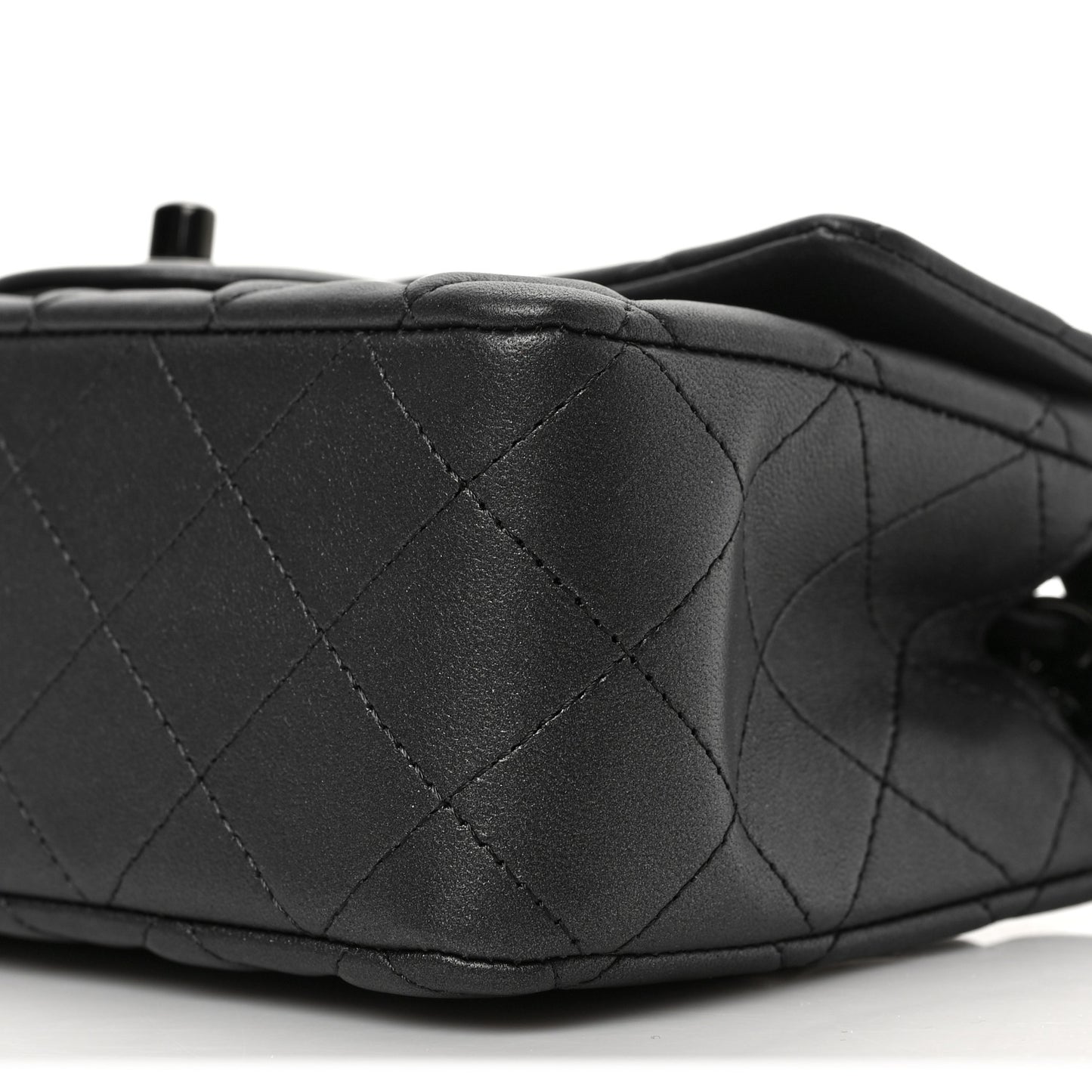 Pearly Lambskin Quilted Mini Rectangular Flap So Black