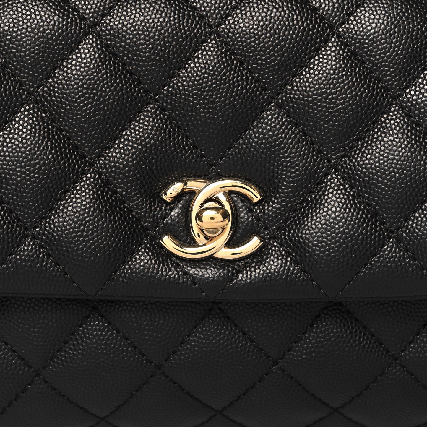 Caviar Quilted Mini Coco Handle Flap Black