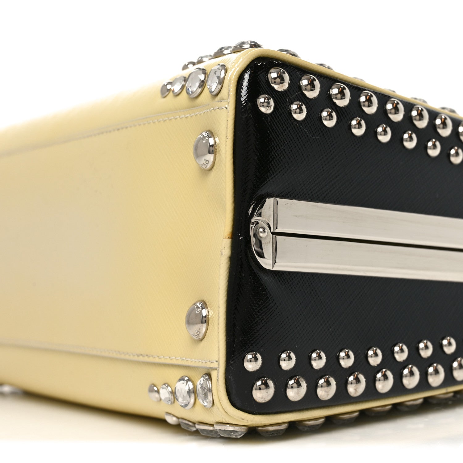 Prada Saffiano Lux Crystal Pyramid Bag Talco Black 9 of 9
