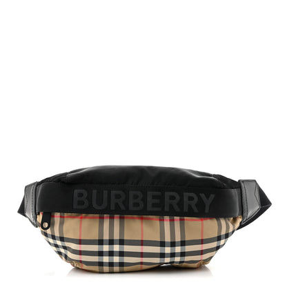 Burberry Nylon Vintage Check Sonny Bum Bag Archive Beige Black 1 of 9