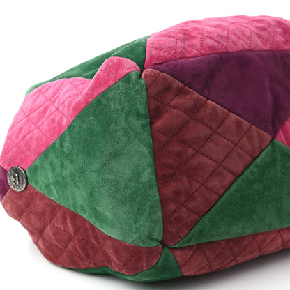 Chanel Suede Quilted Patchwork Drawstring Bag Green Pink Purple Burgundy 6 of 11