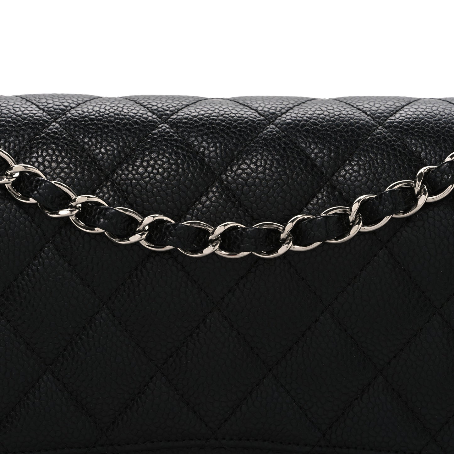 Caviar Quilted Medium Double Flap Black