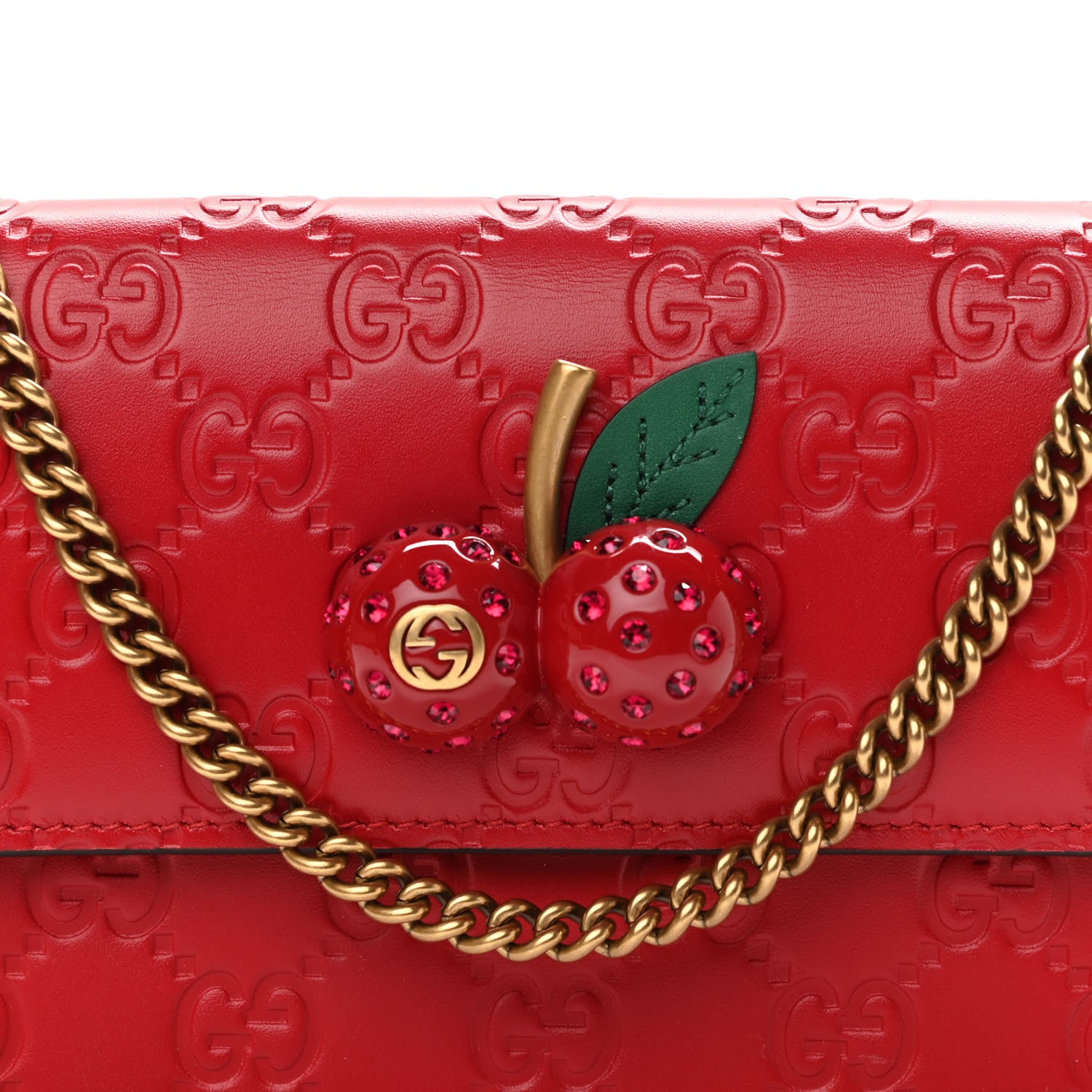 Gucci Guccissima Mini Cherry Chain Bag Hibiscus Red 7 of 9
