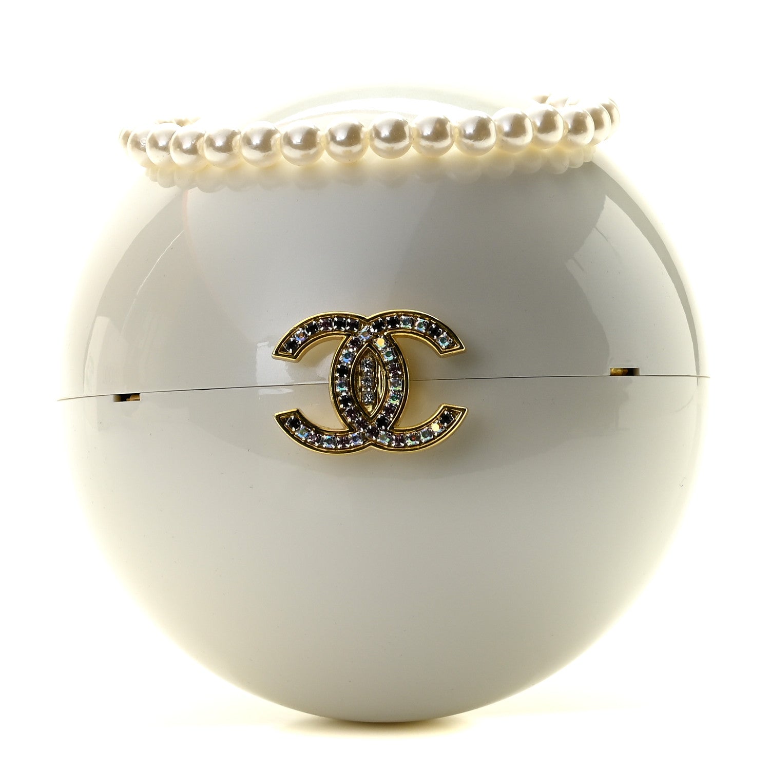 Chanel Plexiglass Pearl CC Minaudiere Clutch White 1 of 6