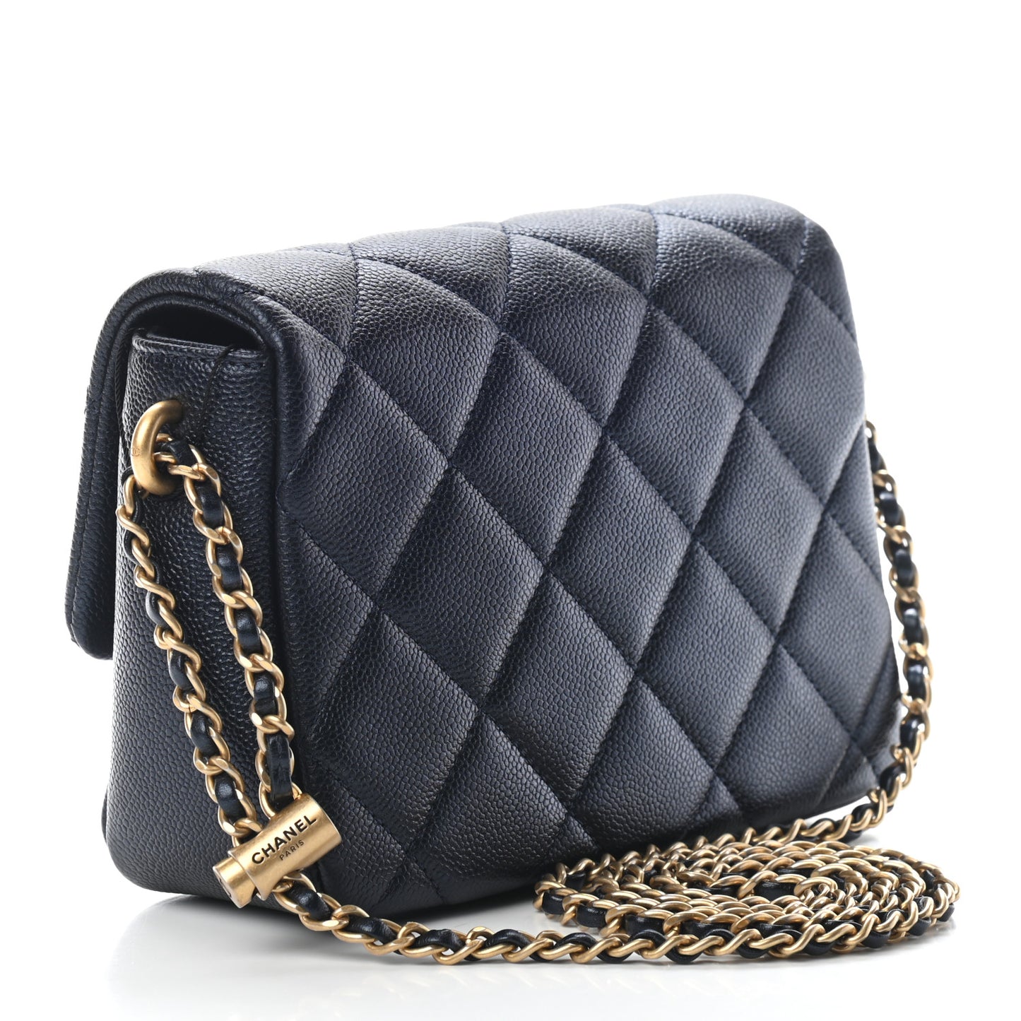 Iridescent Caviar Quilted Mini My Perfect Flap Black