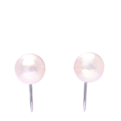 Mikimoto 18K White Gold Akoya Pearl 7-7.5mm Screw Back Earrings 1 of 3