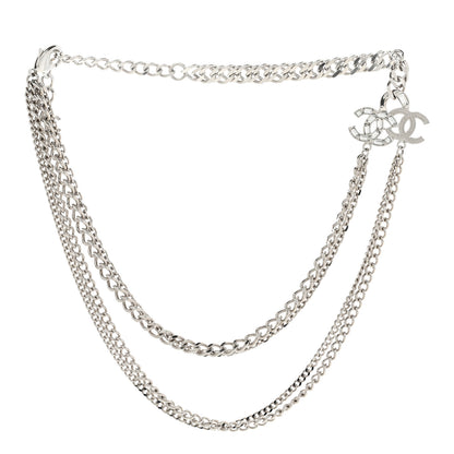 Chanel Baguette Crystal CC Multi Strand Long Chain Necklace Silver 3 of 6