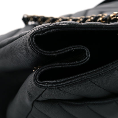 Chanel Caviar Chevron Quilted Large Shopping Tote Black 8 of 8