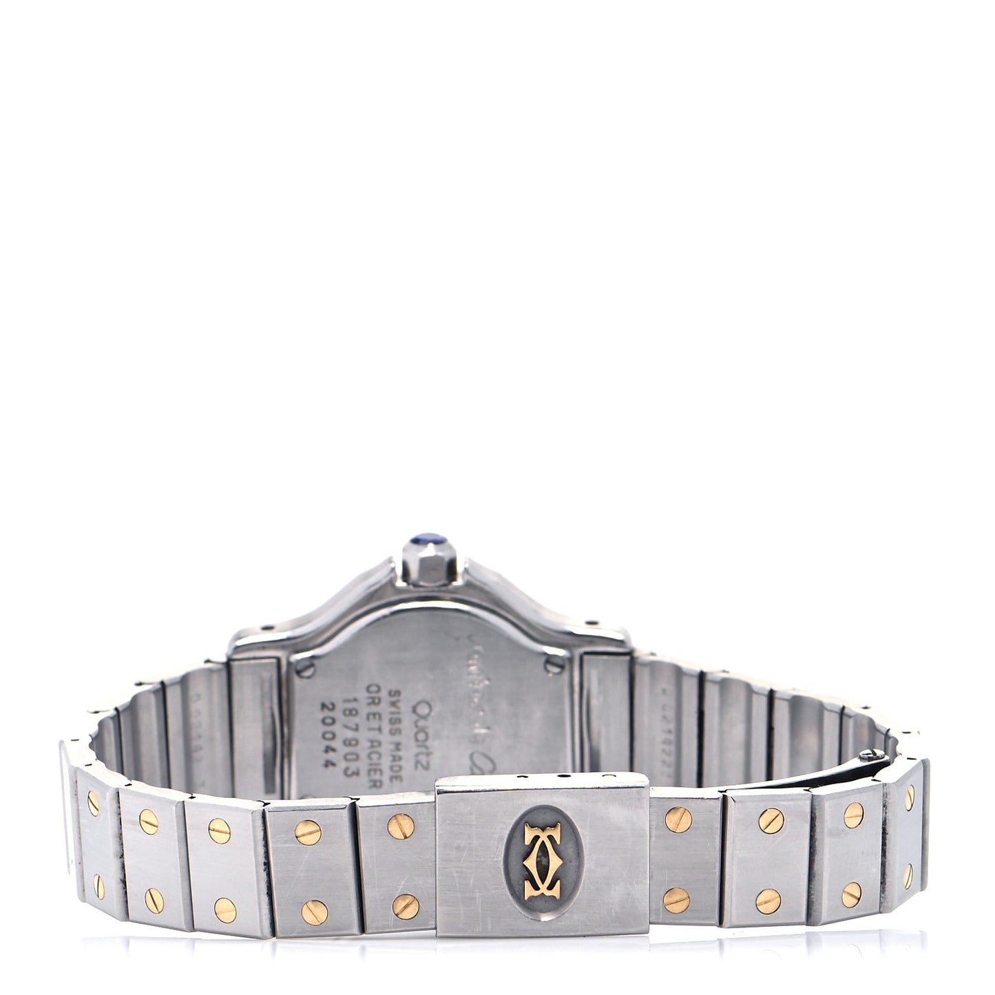 Stainless Steel 18K Yellow Gold 25mm Santos Octagon Quartz Watch