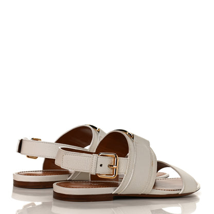 Louis Vuitton Grained Calfskin Horizon Flat Sandals 37 White 4 of 11